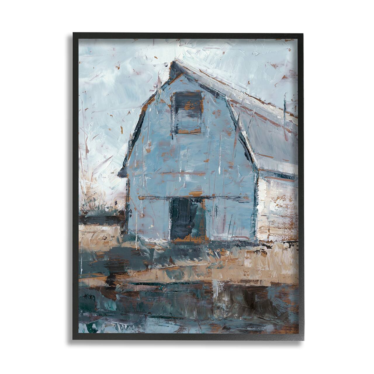 Stupell Industries Abstract Distressed White Barn Farm Architecture Framed Wall Art
